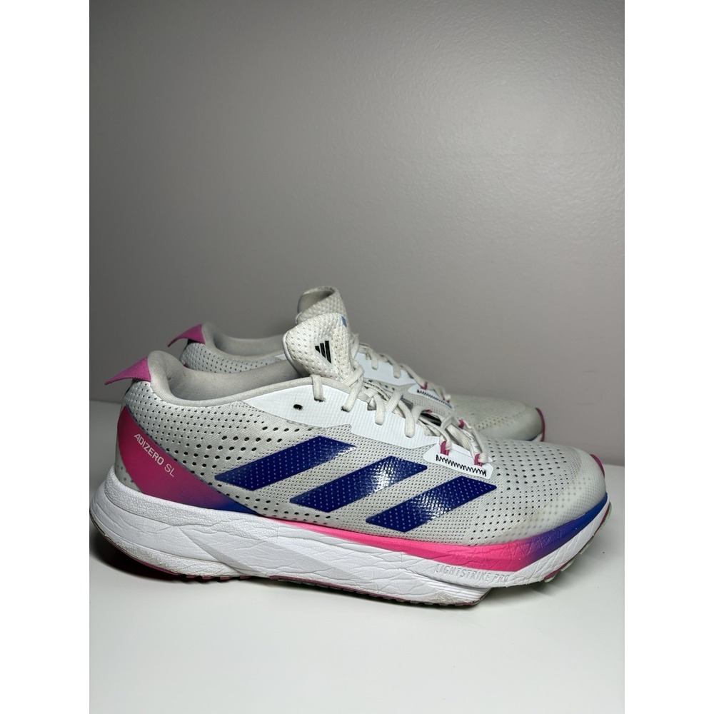 Adidas Mens Adizero SL Running Athletic Shoes White/Blue/Fuchsia GV9095 Size 8.5